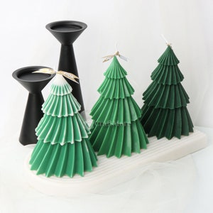 Silicone Christmas tree mold-Christmas tree candle molds-Geometric pine tree plaster mold-Aroma pillar candle mold-Christmas decoration DIY