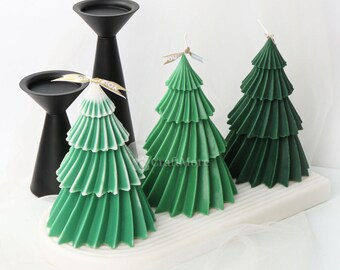 Silicone Christmas tree mold-Christmas tree candle molds-Geometric pine tree plaster mold-Aroma pillar candle mold-Christmas decoration DIY