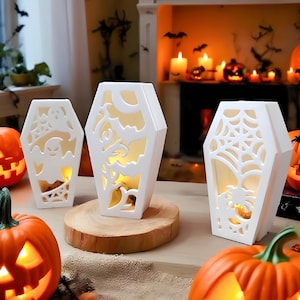 Stampo in silicone per scatola luminosa a LED a forma di bara - Stampo in cemento per scatola luminosa a forma di bara cava - Stampo in resina per lampada fantasma - Stampo in gesso per colata di luce per lampada decorativa di Halloween