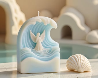 Angel in the Waves Candle Silicone Mold-Angel Candle Mold-Scented Candle Mold-Angel Ornaments Plaster/Concrete/Raysin/Resin Mold-Soap Mold