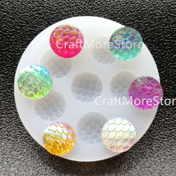 Cabochon Silicone Mold for pendant blanks making - round Fish scale Transparent resin mold - Pendant craft - Jewelry craft supplies