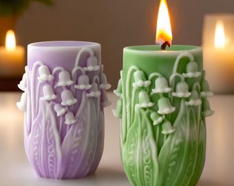 Moule en silicone pour bougie de muguet - Bougie pilier de fleurs - Moule pour bougie parfumée - Moule en pierre de diffuseur - Moule d'ornement bricolage - Plâtre/béton