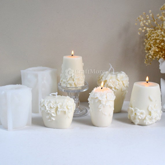 4 Stampi Per Candele In Silicone - Set Cilindrico 3D Con Stoppini, Per Candele Profumate, Saponi, Resina, Fai Da Te, Riutilizzabili E Facili Da Sformare - 3