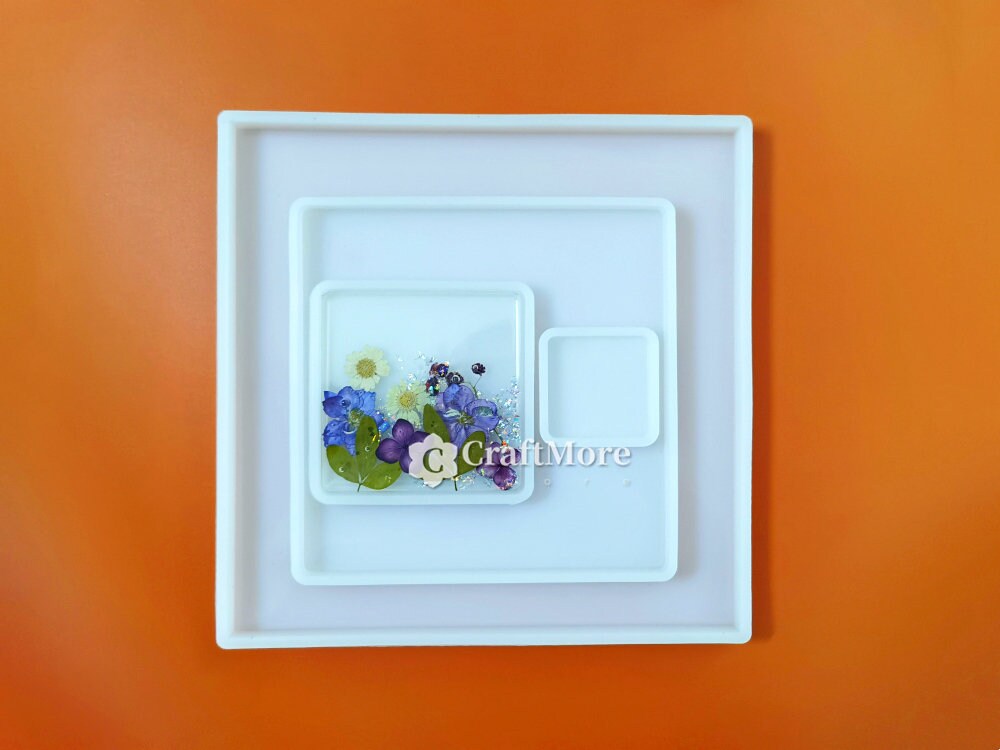 Large square coaster silicone moldSquare tray resin molds4 Etsy