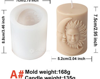 Para Manualidades Y Repostería Molde Velas Silicona Molde De Silicona Luna/ Sol - Para Velas/jabones Artesanales (1 Unidad) Fabrica De Bombas De Baño Moldes Repostería Y Jabones Resistentes Calor