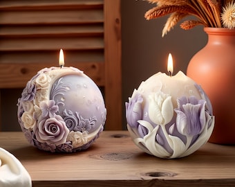 Embossed Flower Moon Candle Mold-Moon Candle Silicone Mold-Flower Sphere Candle Mold-Scented Candle Mold-Home Decor Wax Silicone Mold