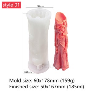 May include: White silicone mold for making a 50x167mm (185ml) candle in the shape of a skeleton wearing a suit and top hat. The mold is 60x178mm (159g).