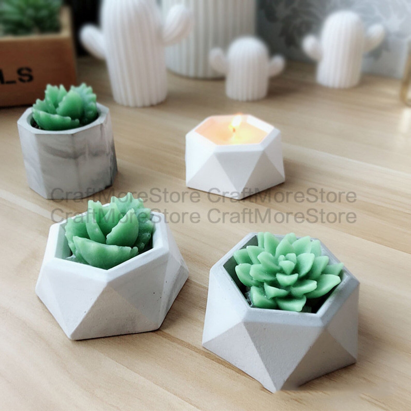 9pcs Succulent Silicone Mold 3d Succulent Cactus Candle