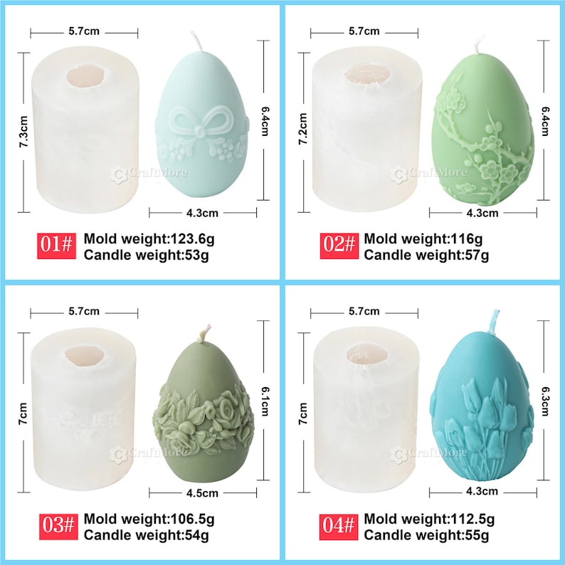 Flower Embossed Egg Candle Moldeaster Egg Silicone Mold for Etsy
