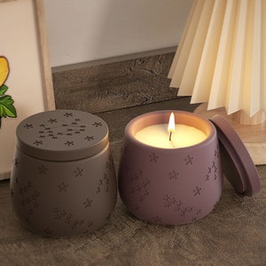 Moule en silicone pour récipient à bougie motif étoile - Moule en béton de pot de bougie - Moule de tasse de bougie en plâtre - Moule en silicone pour récipient de bougie DIY - Décoration d'intérieur