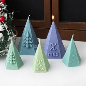 Simple Christmas candle silicone mold-Triangular cone candle mold-Scented candle mold-Christmas tree tower ornaments concrete/resin mold