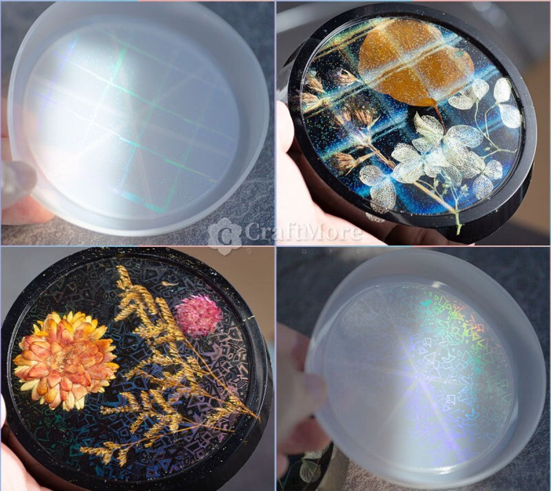 2Pcs RESIN Holographic Resin Molds, Round Laser Coaster Silicone Molds for  Epoxy Resin, Shiny Molds for Resin Casting, DIY Cup Mat