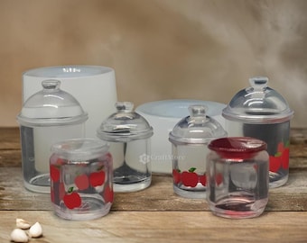 3 styles miniature jar silicone molds-Mini food play toy resin mold-Epoxy resin storage jar mold-UV Pocket candy jar mold for doll house DIY