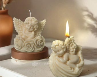4 styles Angel candle silicone mold-Sleeping angel candle mold-Aroma candle mold-Cute rose angel ornament plaster/concrete mold-Angel mould