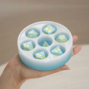 Silicone DND dice mold-DND set resin molds-Heart Pattern Sharp dice mold-D20/D12/D10/D8/D6/D4 dice mold for resin dice making-Dice box mold