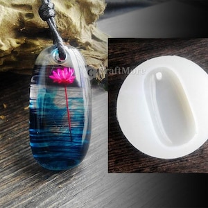 Oval drop pendant silicone mold-Oval gem resin mold with hole-Epoxy resin jewelry pendant mold-Oval Gemstone Keychain mold-Resin art mold