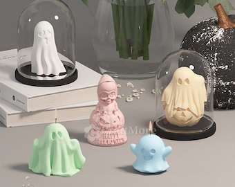 Halloween-spook siliconen mal-schattige spookkaars mal-pompoen spook beton mal-zombie gips ornamenten mal-spook hars mal-hars kunst