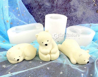 Cute bear candle mold-Candle silicone mold-Polar bear candle mold-Kawaii litter bear mold-Scented candle mold-DIY Candle making for gift