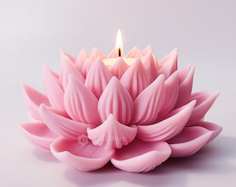 4 moules style bougie lotus-bougie fleur moule en silicone-moule bougie parfumée-moule lotus fondant bonbons chocolat-moule de qualité alimentaire-moule à savon