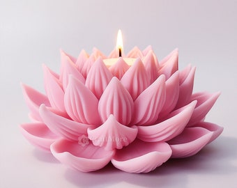 Moule à Bougie En Silicone 3D Fleur De Lotus - Environ 9.9x9.9x5.4 Cm - Pour Cire, Résine, Savon - DIY Déco
