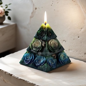 Rose pyramid candle silicone mold-flower triangle candle mold-scented candle mold-pyramid ornaments plaster/concrete/resin mold-home decor