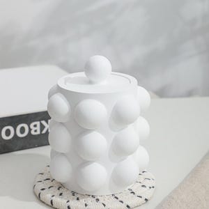 Raised dot candle jar silicone mold-Polka dots cylindrical candle vessel concrete mold-Gypsum candle container mold-Storage jar resin mold
