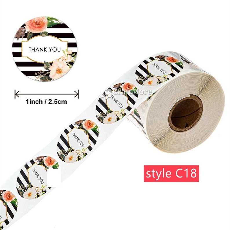 Kraft Paper StickerThank You StickerRound Flower StickerBag Etsy