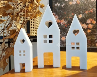 Hollow Silicone House Mold-Villa Light House Casting Mold-Simple Lighthouse mold-Nordic Plaster House Molds Set-Country House Silicon Mold