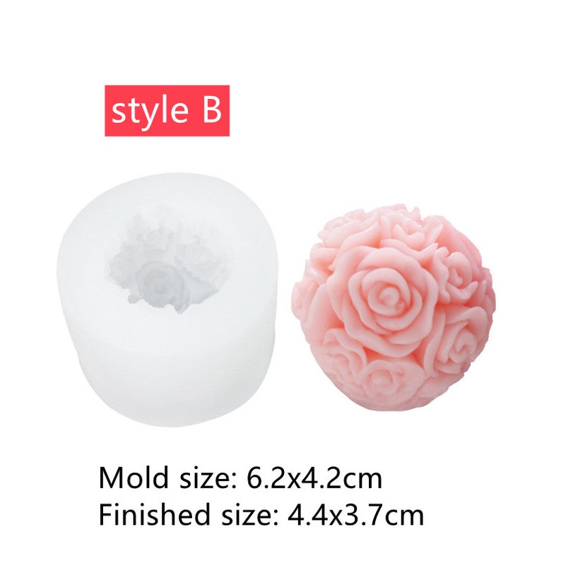 Big Rose Flower Ball Candle Moldsilicone Candle Moldrose Etsy