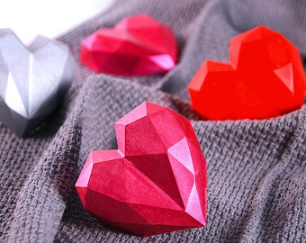 Diamond heart mold-heart silicone mold-heart resin mold-faceted heart mold-epoxy resin heart mold-heart plaster mold
