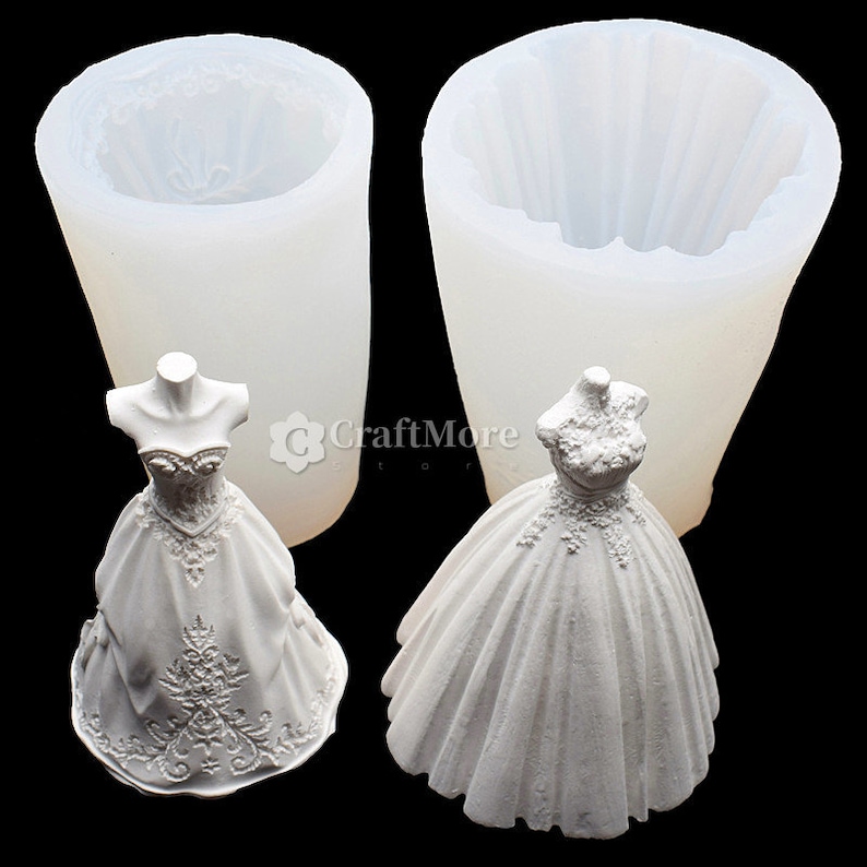 Ladies wedding dress candle moldsilicone woman dress mold3D Etsy