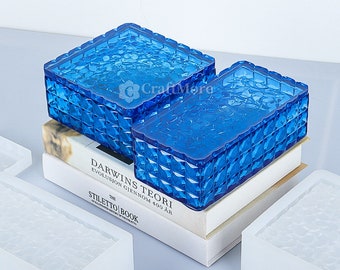 Rectangle Faceted Storage Box Resin Molds-Square Jewelry Trinket Box Mold-Box Silicone Mold For Resin Craft-Concrete Cement Plaster Box Mold