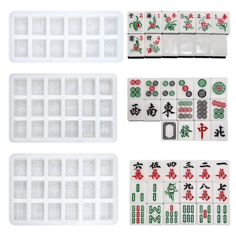 Mahjong Silicone Molds-Epoxy Mahjong Tiles Resin Mold-Silicone Mahjong Mold-Board Game Resin Mold-Epoxy Resin Mahjong Mould-Mahjong Mold image 1