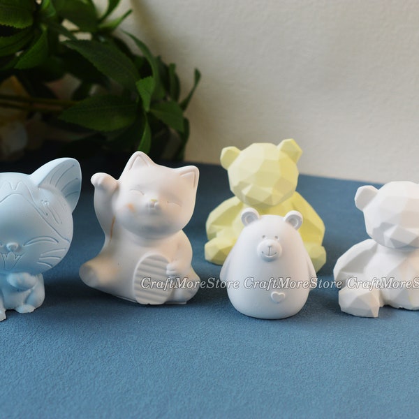New 3D Kawaii Lucky Cat silicone resin mold/DIY cute bear candle mold/Craft aromatherapy mold - Cat plaster mold/Cat & Bear silicone Mold