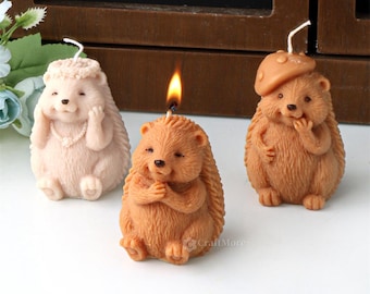 6 styles hedgehog silicone molds-Cute Hedgehog candle mold-Hedgehog ornaments plaster/concrete/raysin/resin molds-Aroma Scented candle mold