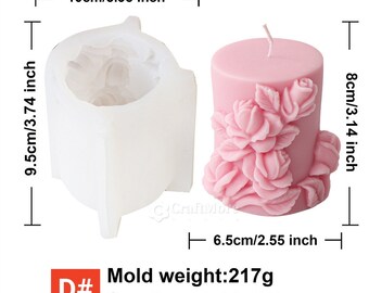 Stampo per candela a forma di cuore e rosa, stampo in silicone per candele profumate a forma di fiore, fai da te, fatto a mano, regalo per candele e saponi, stampi per