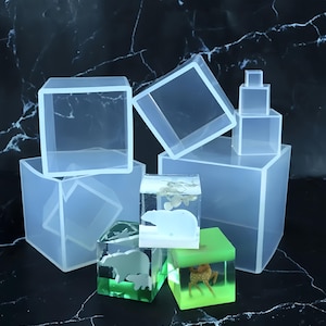 Large Transparent Cube silicone molds,4&quot;inch-0.5inch resin cube resin molds,large cube silicon mold,Shiny square specimen making mold