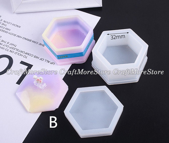 Hexagon Trinket Box Silicone Mold | Resin Container Making | Epoxy Resin  Mould | Kawaii Craft Supplies (85mm x 75mm)