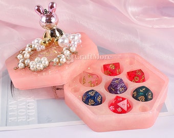 DND dice storage box mold-Silicone mold for resin dice storage tray making-Hexagonal dice storage box resin molds