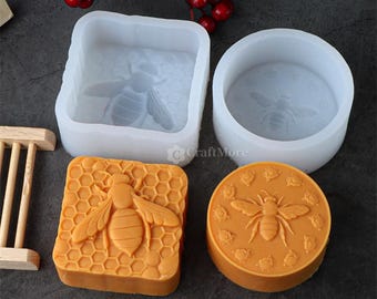 Forma silikonowa na mydło pszczele - okrągła/kwadratowa ręcznie robiona forma na mydło - forma na mydło w kształcie plastra miodu - forma na mydło zapachowe DIY - forma na ciasto z motywem pszczół - forma na świecę z motywem pszczół