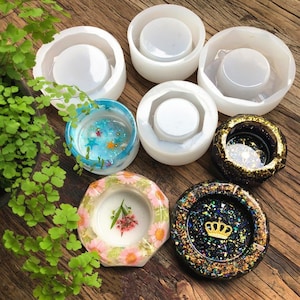 Round Ashtray silicone mold for Home Decoration DIY - Octagon ashtray resin mold for gift diy - craft making supplies - Crafts production