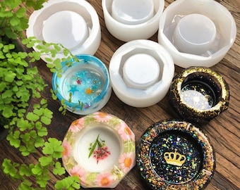 Round Ashtray silicone mold for Home Decoration DIY - Octagon ashtray resin mold for gift diy - craft making supplies - Crafts production