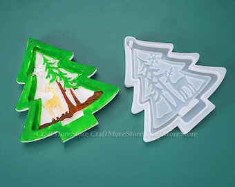 Christmas tree silicone mold-Christmas tree pendant resin molds-DIY epoxy resin ornaments mold-Christmas decoration mold-Resin craft