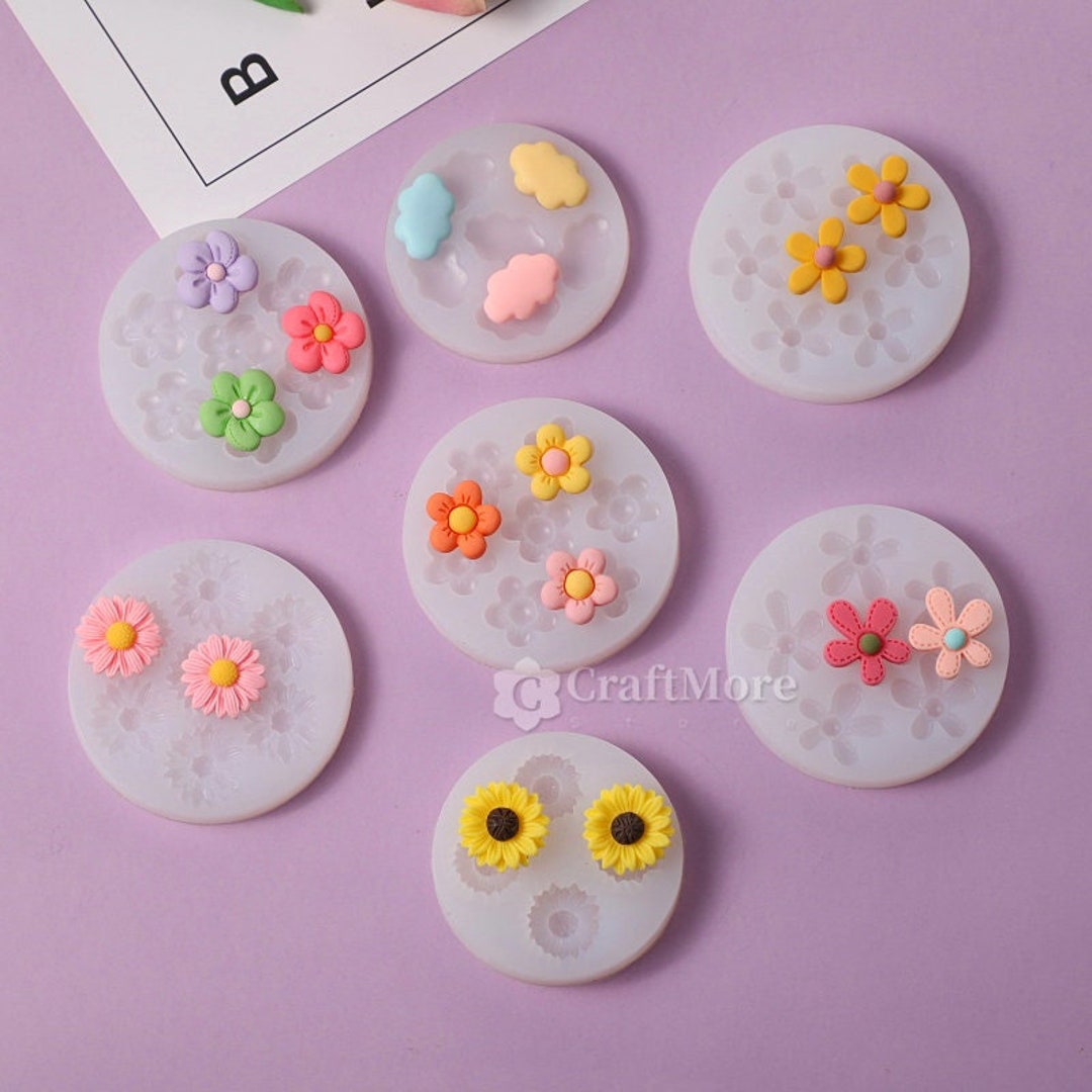 6-teiliges Silikon-Formen-Set Für Blumen Aus Fondant, Schokolade, Harz - Gänseblümchen, Rose, Sonnenblume Etc.