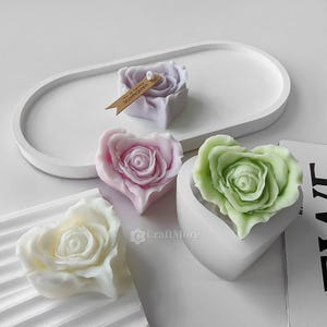 Valentine Rose Silicone Mold-Heart Rose Candle Mold-Heart Shape Rose Resin Concrete Plaster Fondant Chocolate Soap Cake Mould For Love Gifts