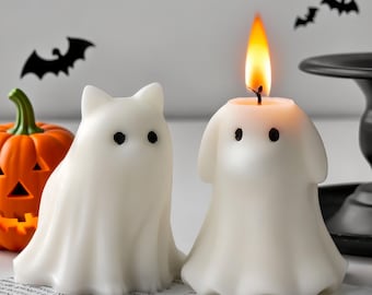 Cute ghost dog/cat candle silicone mold-Halloween candle mold-DIY home decor scented candle mold-ghost ornaments plaster/concrete/resin mold