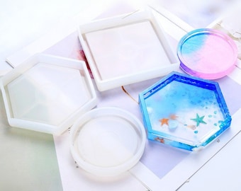 Round Silicone coaster Mold for Home Decoration - Square / hexagon epoxy resin coaster mold - for household products Making - craft supplies