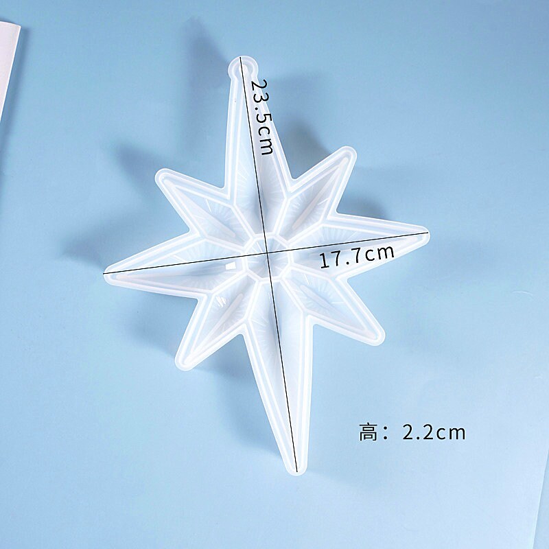 Stampo In Silicone A Forma Di Stella A 8 Punte - 5 Misure Diverse Per Resina E Gesso - LOVELEGIS