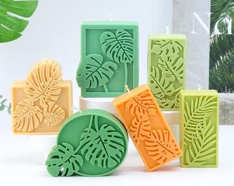 Savon Monstera Moule en silicone - Moule à bougie en forme de feuille en relief - Moule à bougie parfumée - Moule à savon à l'huile essentielle de bricolage - Moule en silicone pour la fabrication de savon fait main