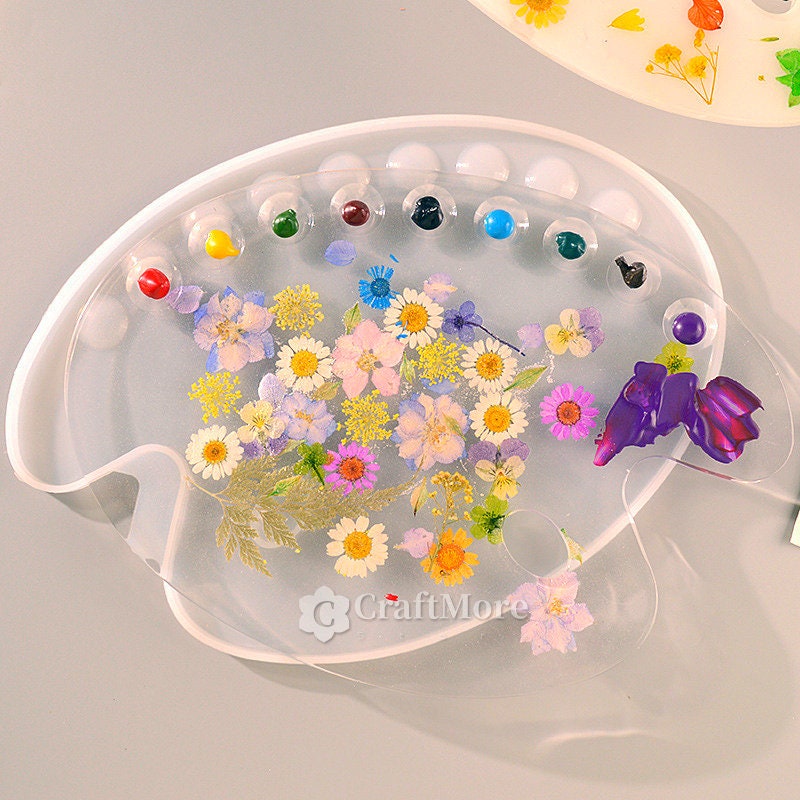 Paint Palette Epoxy Resin Silicone Mold Art Tray with Thumb Hole, Oval  11.7x8.5inch